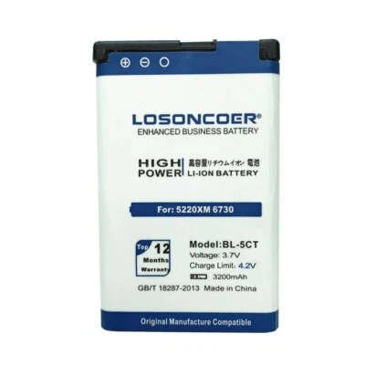 $19.84 • Buy LOSONCOER 3200mAh BL-5CT For Nokia 5220 6730 C5 6330 6303i C5-00 C5-02 C6-01 C3-