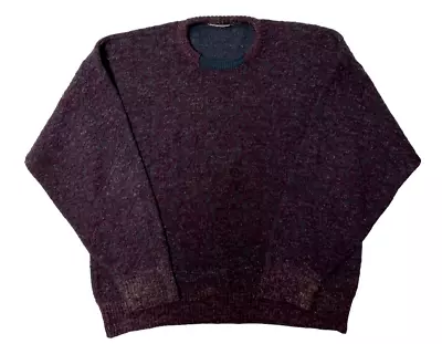 Vintage Verisone Sweater Mens XL Purple Paisley 3D Knit Wool & Silk Italy • $14.95