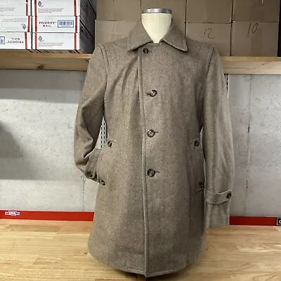 Vtg Stratojac Wool Blend Coat Men’s Size 44 Tan Warm Pea Coat • $50