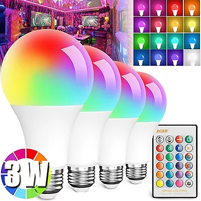 E26 E27 3W RGB LED Light Bulb 16 Color Changing Lamp IR Remote Control LOT • $159.55