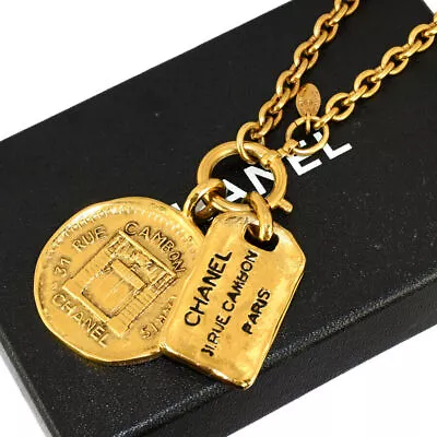 Auth CHANEL 31 Rue Cambon Medal Chain Necklace Jewelry Gold Metal S4f10 • £479.47