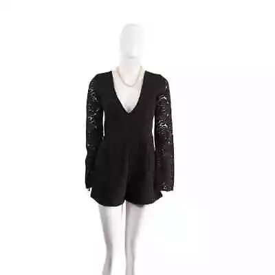 Stylish Motel Black Lace Romper V-Neck & Flare Sleeves  • $20
