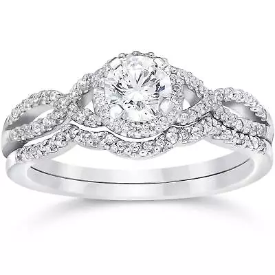 3/4ct Diamond Infinity Engagement Wedding Ring Set White Gold • $649.99