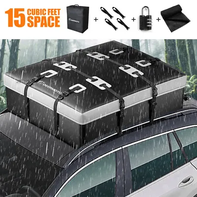 15 Cubic Roof Rack Top Cargo Carrier Storage Bag Luggage 600D Waterproof For Car • $89.06