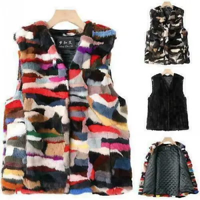 Women Real Mink Fur Vest Jacket Warm Fashion Multi-color Quilted 4XL Waistcoats • $117.18