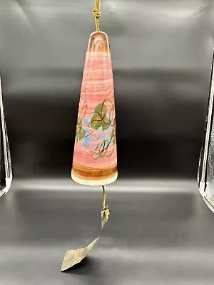 Vtg Pacific Pottery Stoneware Wind Bell Pink With Flowers Copper 10  Tal Signed • $34.95