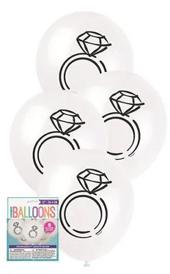 $5.95 • Buy 8 White Team Diamond Latex Balloons Hens Night Bachelorette Party Wedding 54900