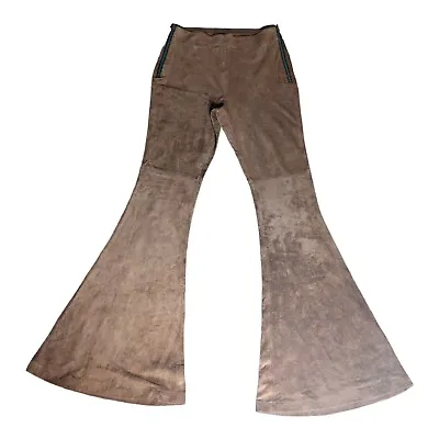 Brown Suede Leather Sz 5 Pants Lg Flare Bell Bottom 60s 70s Hippy Costume Volcom • £111.90