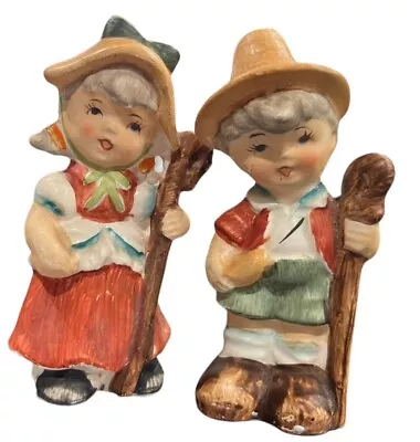 Vintage Salt & Pepper Shakers Boy & Girl Shepherds Ceramic • $10.99