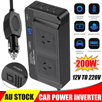 Car Power Inverter 12V To 240V Converter 200W With 4USB Phone Charger 200W Black • $35.95