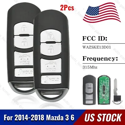 2x Smart Key Proximity Remote Fob Wazske13d01 For 2016-2020 Mazda Cx-5 Cx-9 • $42.99