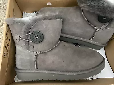 Ugg Boots Womens' Mini Bailey Button Ii Gray Size 6 Nib • $69.99