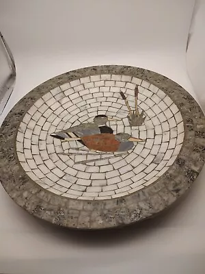 Mid Century Modern Heide Mosaic  Denmark Tile Mosaic Bowl Two Ducks In A Pond  • $60