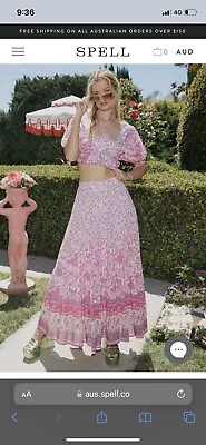 $80 • Buy Spell And The Gypsy Mossy Button Through Maxi Skirt Lilac Size XL