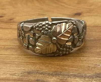 Vintage Black Hills Gold Sterling Silver 12 K Gold Ring Size 10 • $75