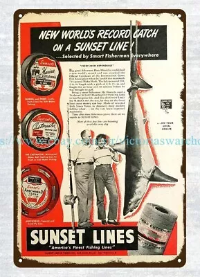 1947 Cabin Hunting Lodge Decor Sunset Fishing Lines Mako Shark San FranciscoCA • $18.99