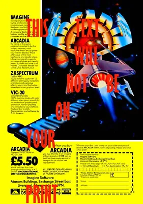 Arcadia By Imagine Software Magazine Advert A3 Poster On 270gsm Ilford Galerie • £19.95