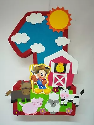 Mickey Farm Pinata. Barn Pinata. Number Farm Pinata. Farm  Birthday Party. • $68