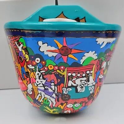 Mexican Colorful Folk Art Pottery Wall Hanging Planter Pot Pocket Ceramic Sconce • $28.88