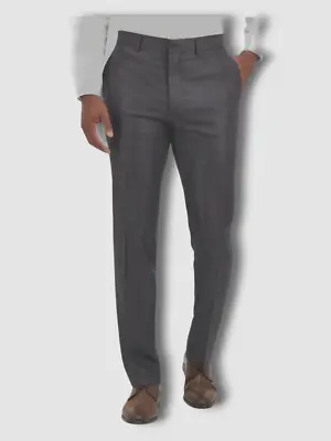 $125 Kenneth Cole Reaction Men's Gray Stretch Slim-Fit Dress Pants Size 36W 32L • $39.98