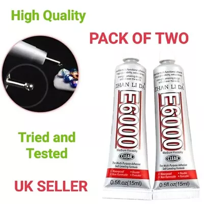 £6.99 • Buy 2x E6000 Glue Industrial Strength Multipurpose Clear Crafts Diy Rhinestones 30ml