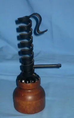 Vintage Courting Candle Spiral Taper Candle Holder Metal Wood Father Daughter! • $19.99