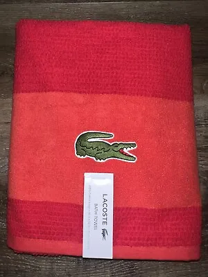 Lacoste ~ Red Bath Towel 100% Cotton 30  X 52  Big Crocodile Logo • £27.90