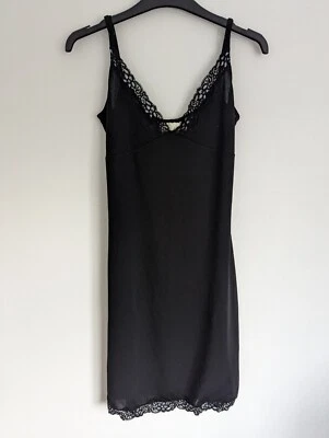 £15 • Buy Charlotte Halton Slip Dress Black Size 12 Runs Small Lace Trim