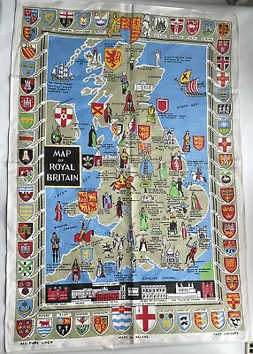 Vintage Map Of Royal Britain Tea Towel. All Pure Linen. Unused • £14.99