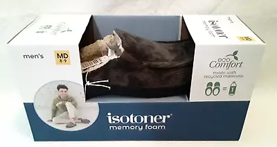 Isotoner Men's Memory Foam Eco Comfort Slippers Medium 8-9 Dark Chocolate NEW • $9.99