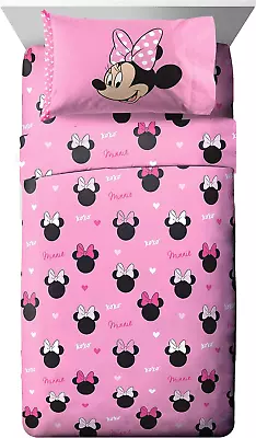 Disney Minnie Mouse Hearts N Love Twin Sheet Set - 3 Piece Set Super Soft And Co • $46.88
