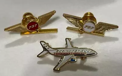 Lot 3 Boeing Gold Tone Pilot Wings Tie Tack 727 & 737 & Airplane 737-300 Pin • $12