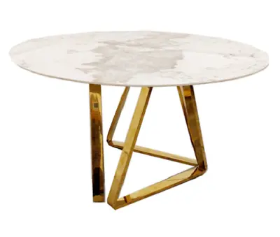 £499.99 • Buy Nero 1.3m Round Dining Table With Sintered Stone Top, Gold Metal Frame & Legs