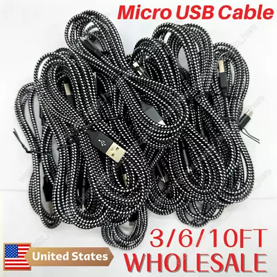 LOT 3/6/10Ft Micro USB Fast Charger Data Sync Cable Cord For HTC Android Samsung • $6.95