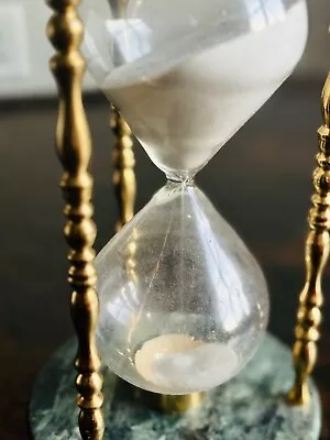 Marble And Brass 60 Minute Sand Hour Glass Globe 1970s Timer • $45