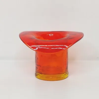 Vintage Amberina Crackle Glass Hat Toothpick Holder • $28.95