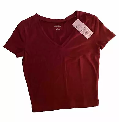 Wild Fable Women's T Shirt Short Sleeve V-Neck Cropped Berry Maroon Size Xs • $0.99