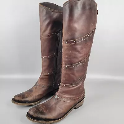 Liberty Black Women’s Brown Studded Western Boho Leather Biker Boots Size 7  • $49