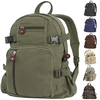 $30.99 • Buy Mini Vintage Canvas Backpack, Military Camo Compact School Bag