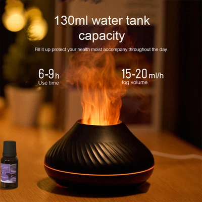 $30.99 • Buy USB Air Humidifier Essential Oil Diffuser Flame Light Bedroom Mist Home Office