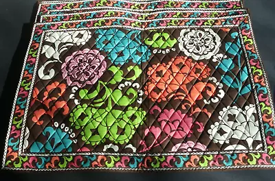 Vera Bradley Lola Placemats Vivid Floral Quilted Cotton Reversible SET Of 4 NWOT • $34