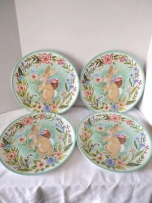 4 Certified International Joy Of Easter 11  Dinner Plates Rabbit Susan Winget  • $40