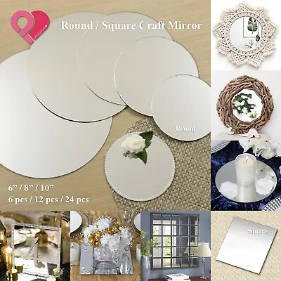 6 8 10 Inch Round / Square Craft Mirror Mosaic Tiles Centerpiece Bulk 6-96 Pcs • $119.99