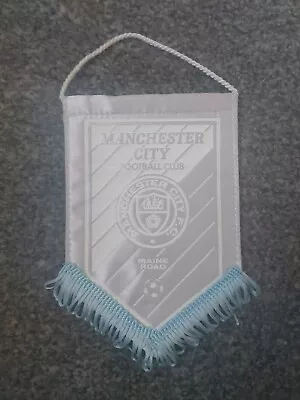 Blue And White Rare Vintage Manchester City 1980s Small Pennant With Maine Road • £12