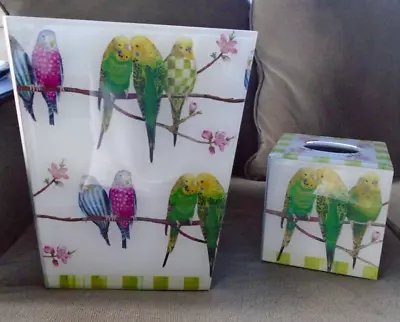 Mackenzie Childs Parakeet Boutique Tissue Box Waste Bin New • $134.99