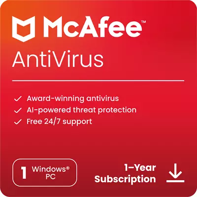 McAfee AntiVirus Protection 2024 | Internet Security Software | Download | PC • $14.99