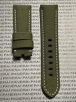 $119 • Buy Panerai OEM  Green Canvas Strap 24/22MM W Ecru Stitch For Tang Buckle
