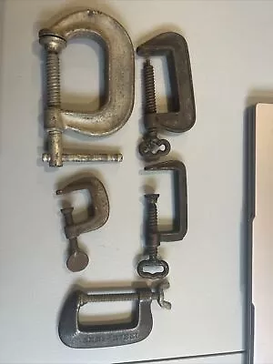 Vintage Adjustable Iron C Clamp Lot Of 5 Various Sizes Made In USA • $27.50