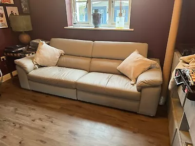 Brady 4 Seater Leather Sofa Grey Like Natuzzi • £100