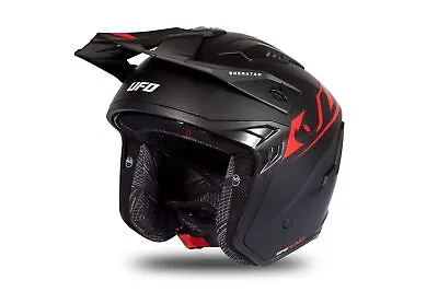 UFO Sheratan Jet Street Trials Helmet  Black Red Matt -  All Sizes • $93.31